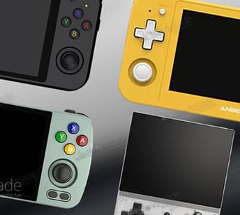 Anbernic handheld consoles size comparison